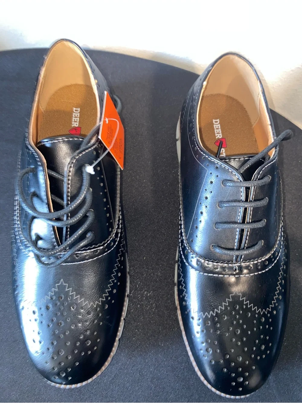 Boys Black Wingtip Lace-Up Dress Shoes